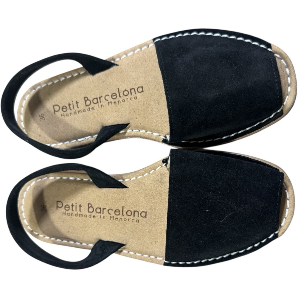 Petit Barcelona Flat Avarcas Black Suede Women's Flat Shoe EU 36 New No Box
